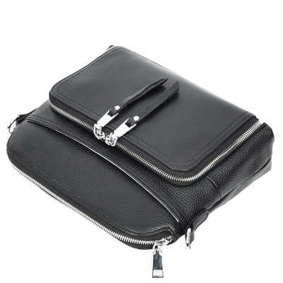 Womens Real Leather Cross Body Bag Classic Sling Style Skye Black (Min Order From 10Pcs)