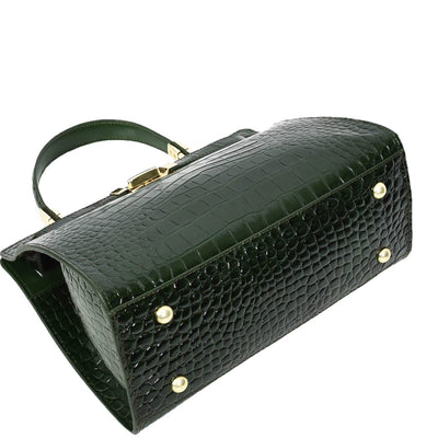 Women's Real Leather Handbag Small Organiser Top-Handle Handbag Camille Green ( Min Order From 10/Pcs )