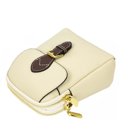 Women's Real Leather Cross Body Bag Small Size Sling Pouch Elizabeth White (Min Order From 10Pcs)