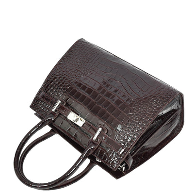 Women Real Leather Handbag Mid Size Organiser Top-Handle Handbag Noelle Brown (Min Order From 10Pcs)
