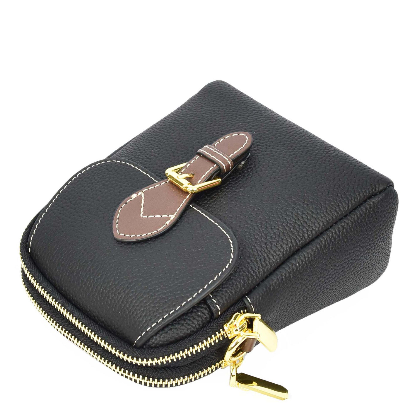 Women's Real Leather Cross Body Bag Small Size Sling Pouch Elizabeth Black (Min Order From 10Pcs)