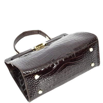 Women's Real Leather Handbag Small Organiser Top-Handle Handbag Camille Brown ( Min Order From 10/Pcs )