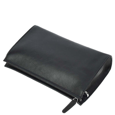 Mens Real Leather Wrist Bag Organiser Cross Body Style Suva Black (Min Order From 10Pcs)