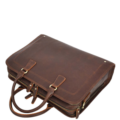 Real Leather Cross Body Briefcase Belmont Rust Brown ( Min Order From 10/ Pcs )