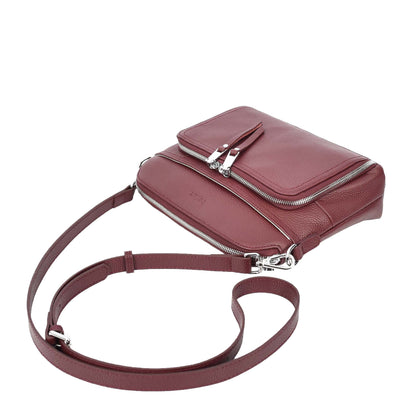 Womens Real Leather Cross Body Bag Classic Sling Style Skye Brown (Min Order From 10Pcs)