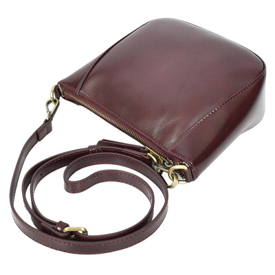 Women's Real Leather Cross Body Bag Small Size Sling Pouch Catherine BURGUNDY (Min Order From 10Pcs)