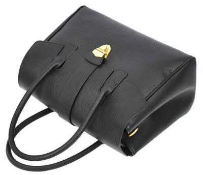 Women's Real Leather Shoulder Bag Large Size Classic Style Tacoma Black (Min Order From 10Pcs)