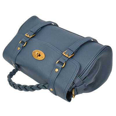 Womens Real Leather Handbag Classic Satchel Top-Handle Style Greta Blue (Min Order From 10Pcs)