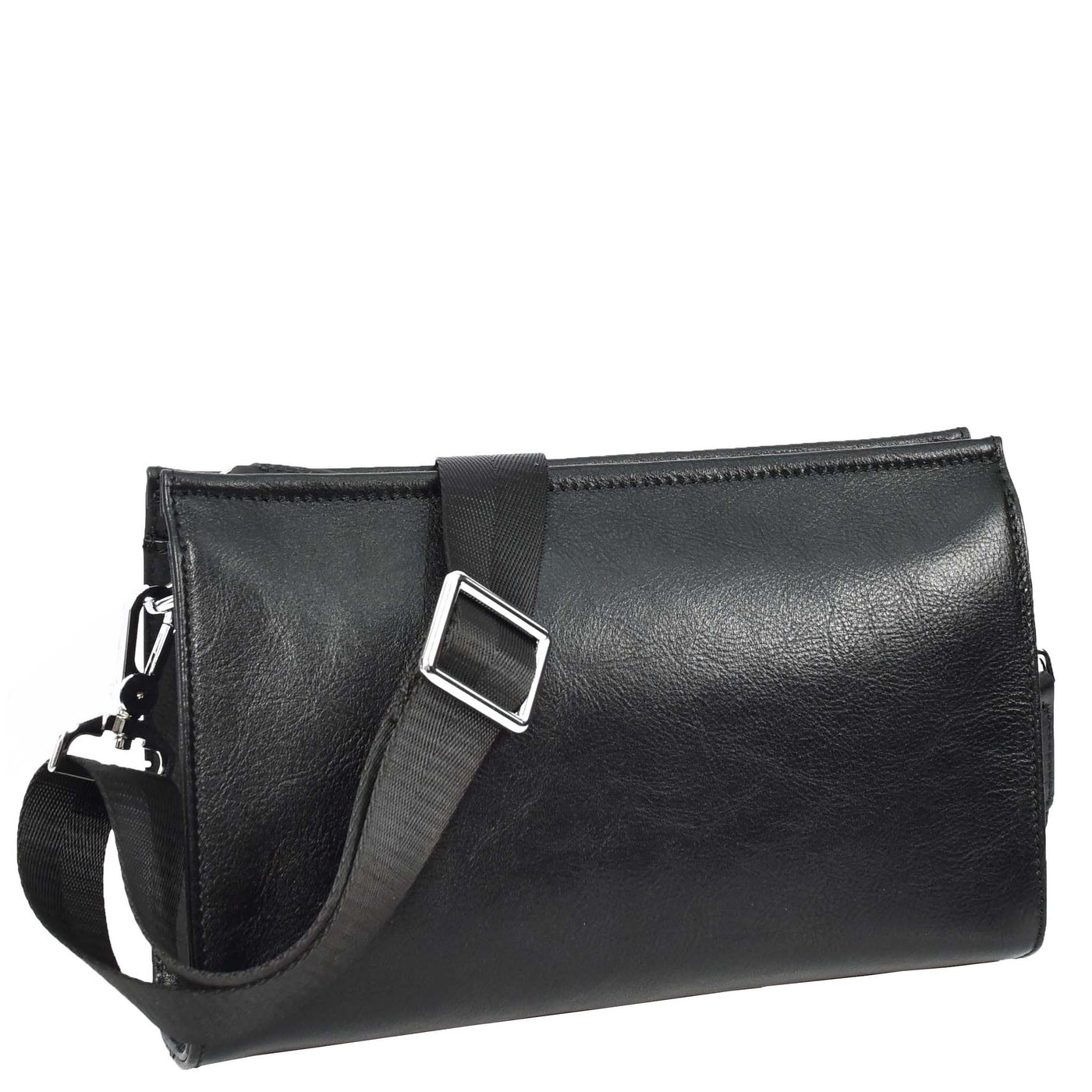 Mens Real Leather Wrist Bag Organiser Cross Body Style Suva Black (Min Order From 10Pcs)
