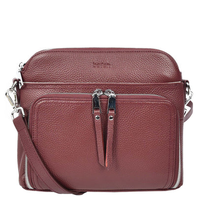 Womens Real Leather Cross Body Bag Classic Sling Style Skye Brown (Min Order From 10Pcs)