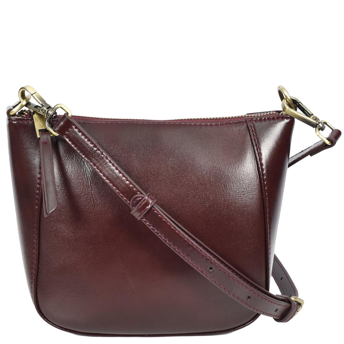 Women's Real Leather Cross Body Bag Small Size Sling Pouch Catherine BURGUNDY (Min Order From 10Pcs)