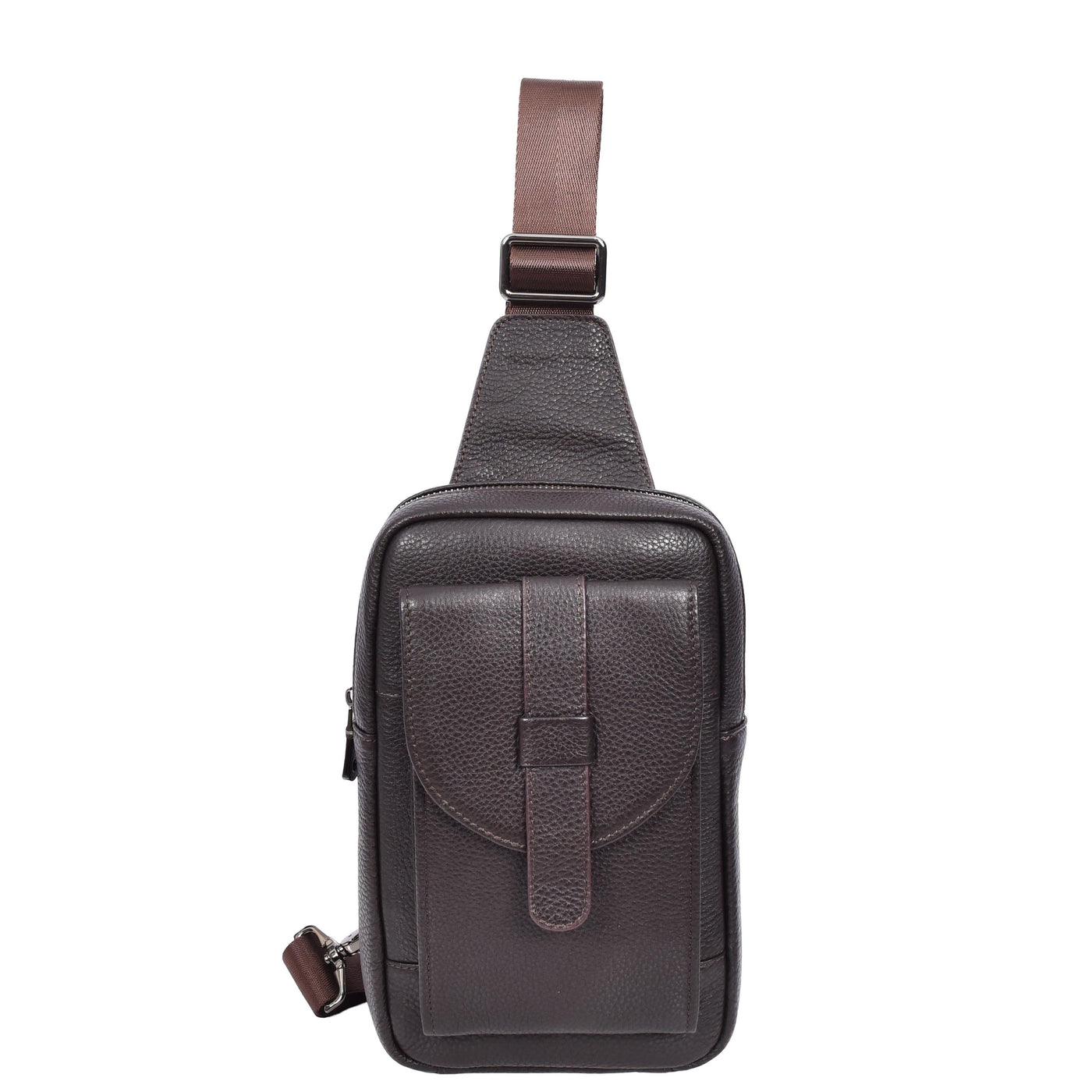 Real Leather Cross Body Chest Bag Elliot Brown ( Min Order From 10/Pcs )