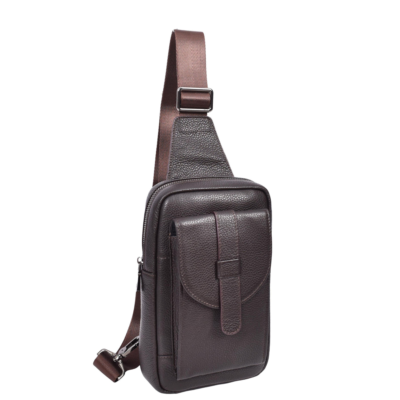 Real Leather Cross Body Chest Bag Elliot Brown ( Min Order From 10/Pcs )