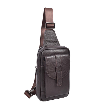 Real Leather Cross Body Chest Bag Elliot Brown ( Min Order From 10/Pcs )