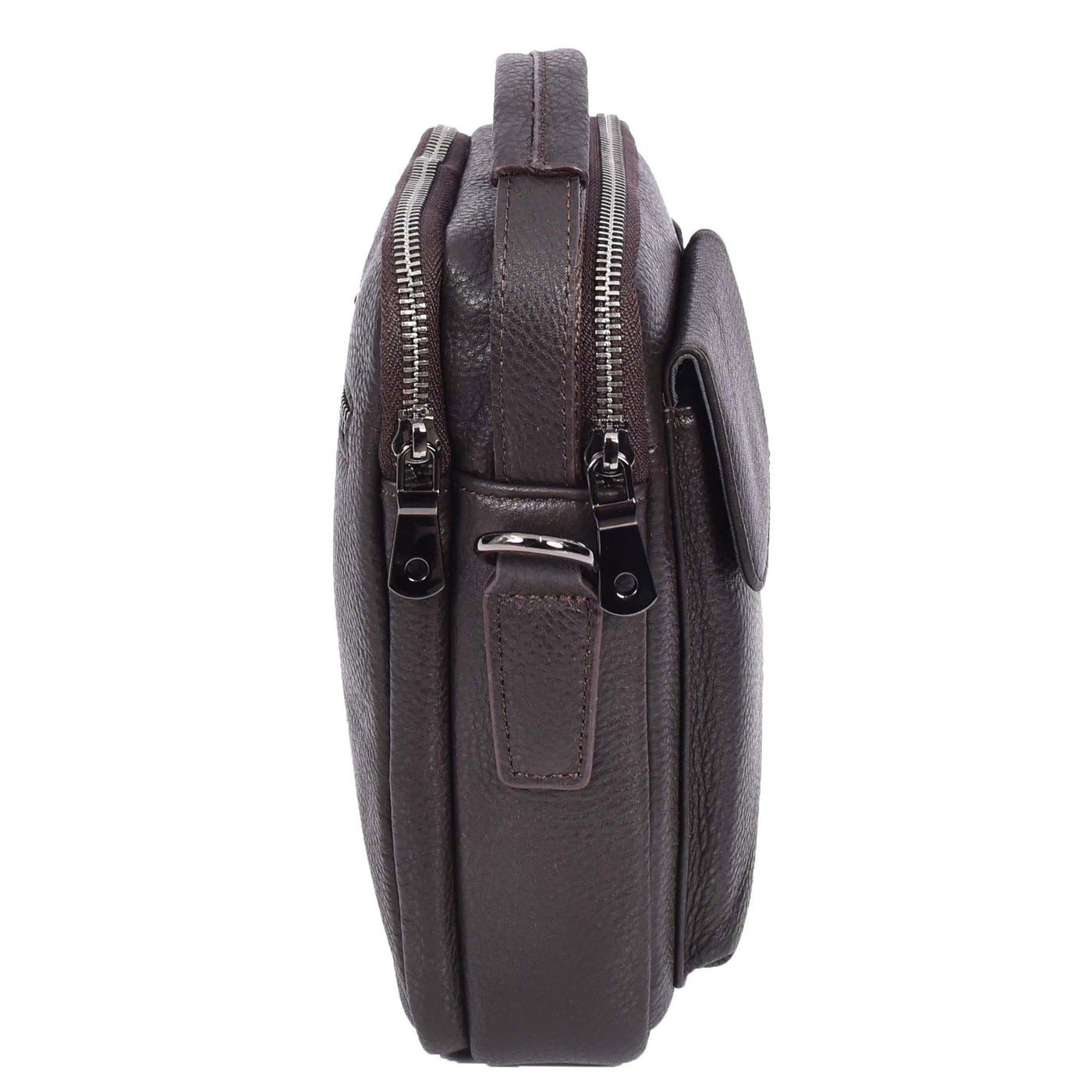 Mens Leather Small Cross Body Flight Bag Hudson Brown (Min Order From 10Pcs)