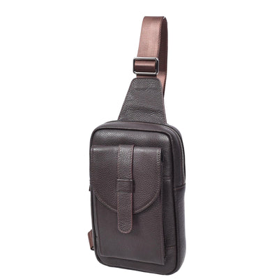 Real Leather Cross Body Chest Bag Elliot Brown ( Min Order From 10/Pcs )