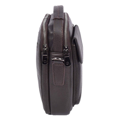 Mens Leather Small Cross Body Flight Bag Hudson Brown (Min Order From 10Pcs)