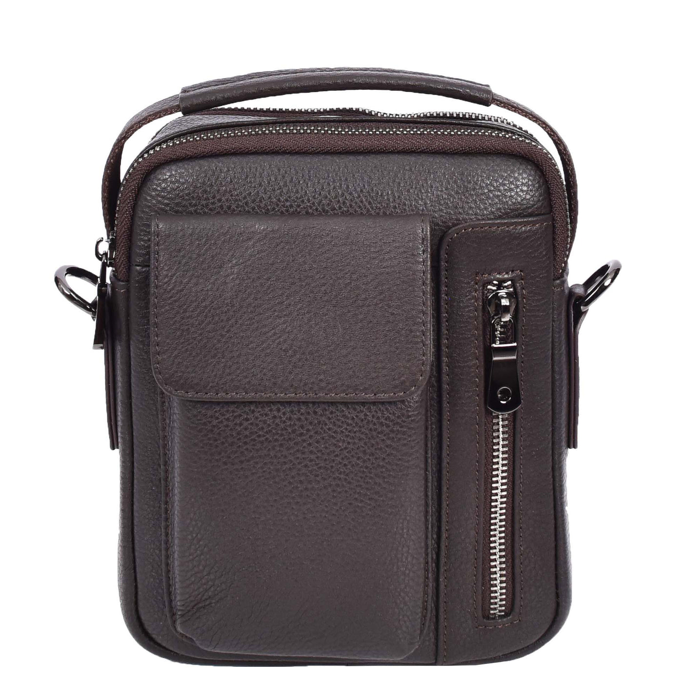 Mens Leather Small Cross Body Flight Bag Hudson Brown (Min Order From 10Pcs)