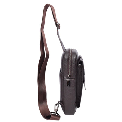 Real Leather Cross Body Chest Bag Elliot Brown ( Min Order From 10/Pcs )