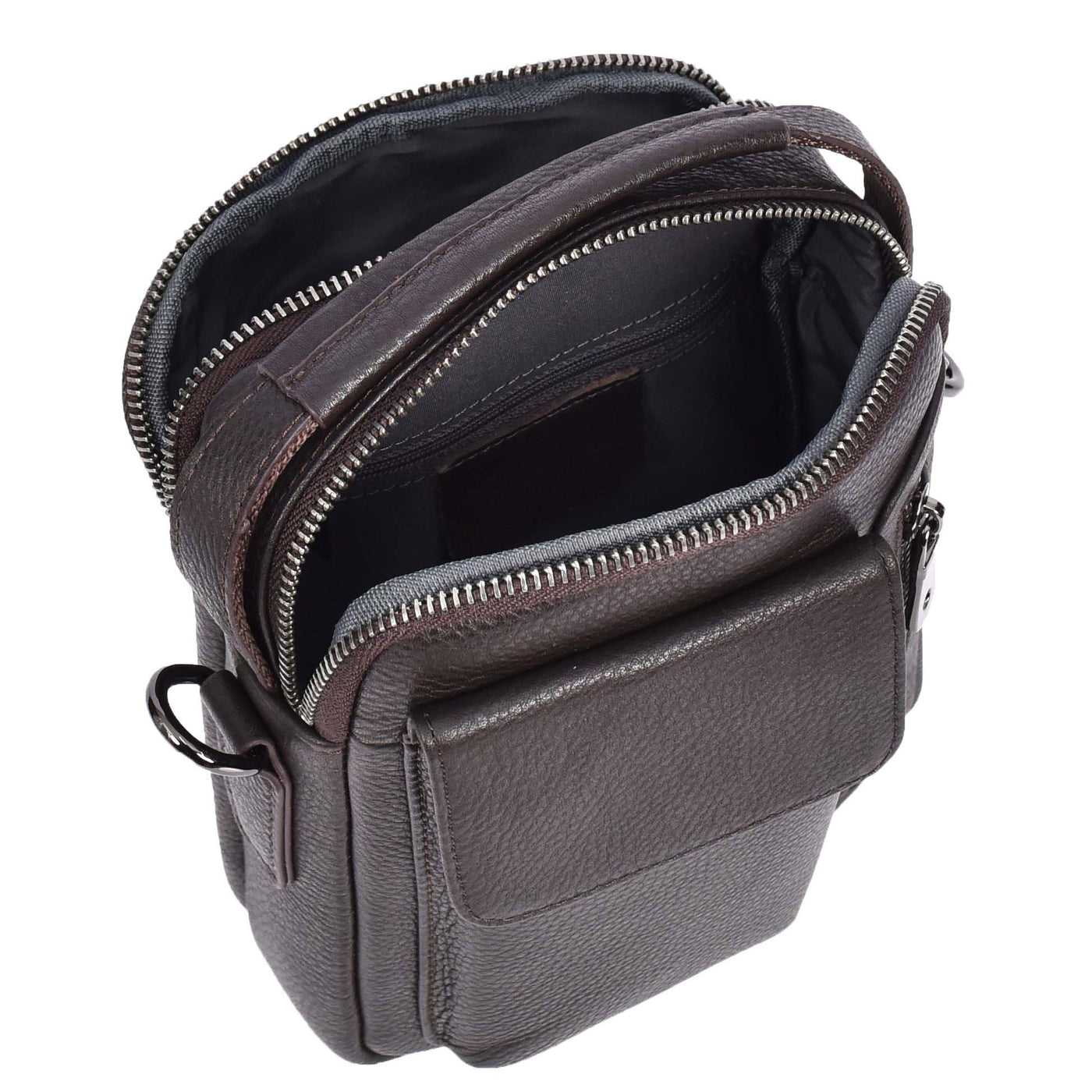 Mens Leather Small Cross Body Flight Bag Hudson Brown (Min Order From 10Pcs)
