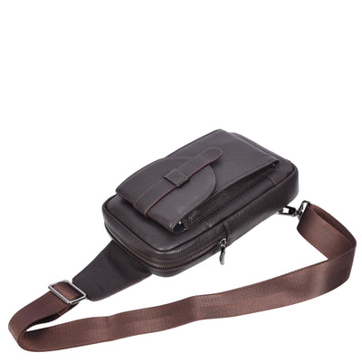 Real Leather Cross Body Chest Bag Elliot Brown ( Min Order From 10/Pcs )